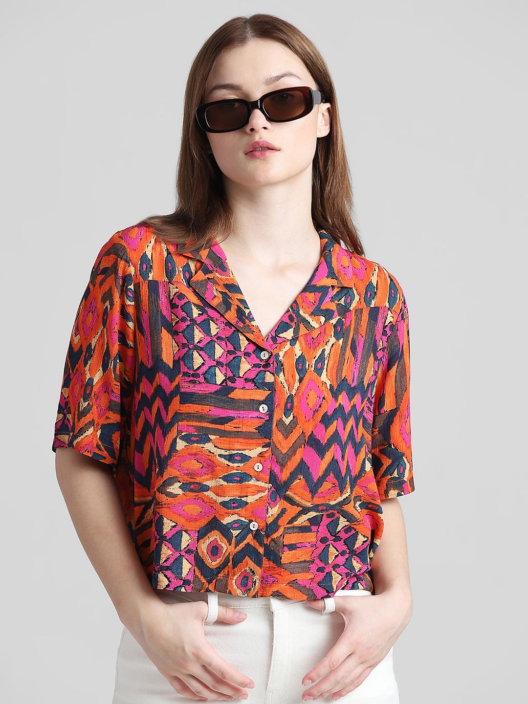 Orange Aztec Print Top