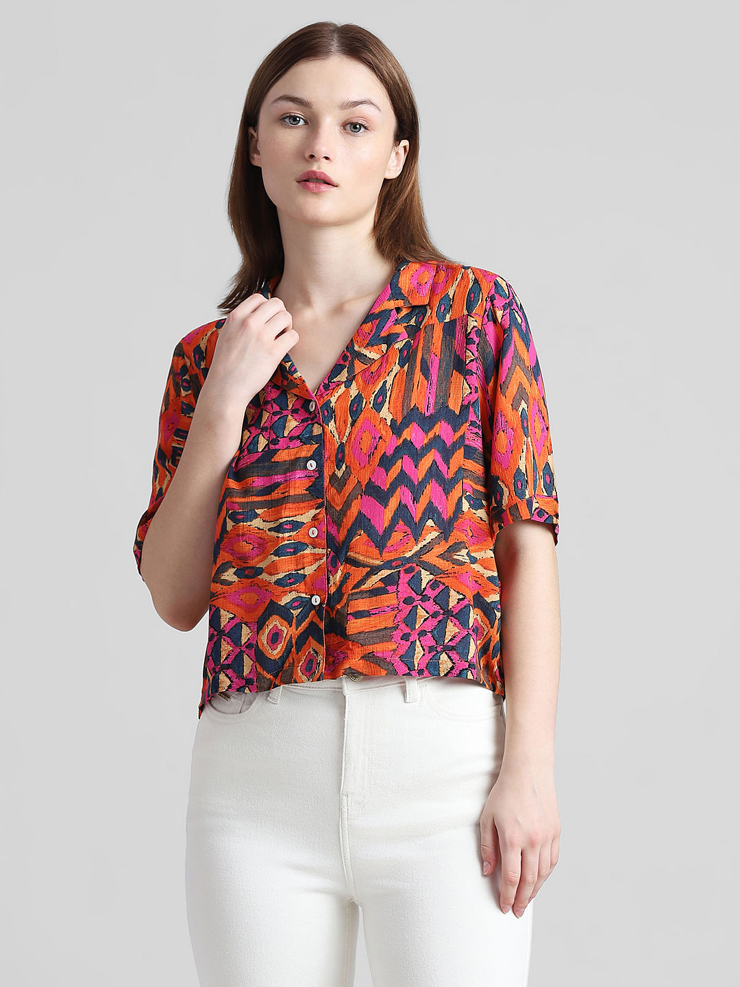 Orange Aztec Print Top