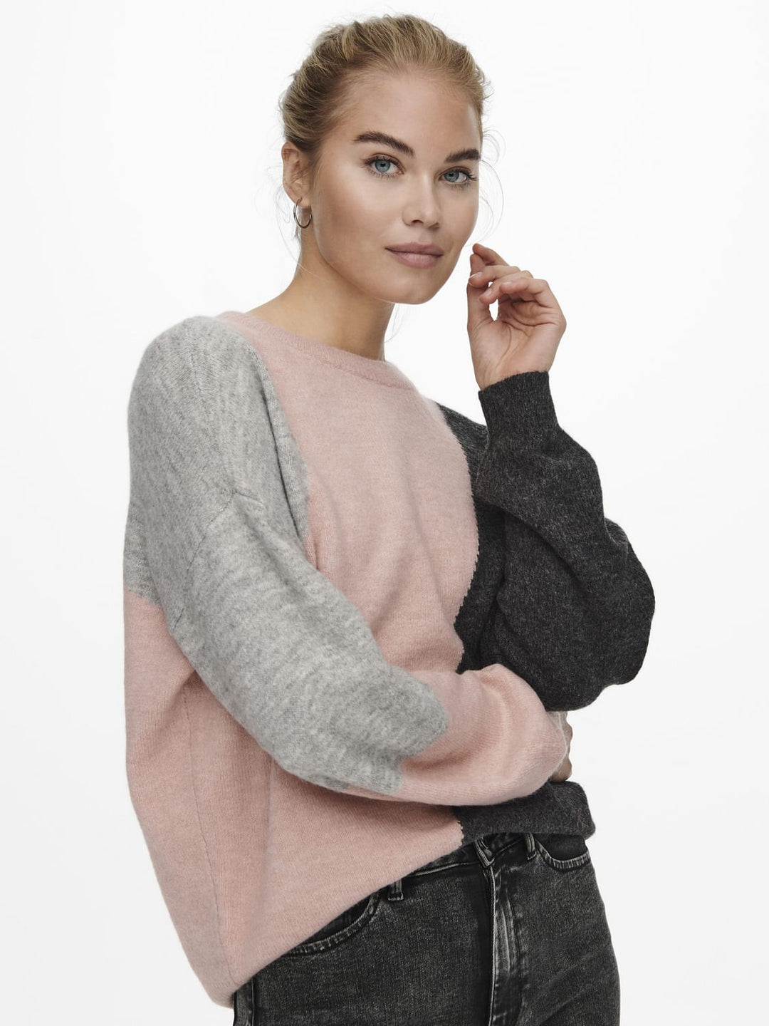 Pink Colourblocked Pullover