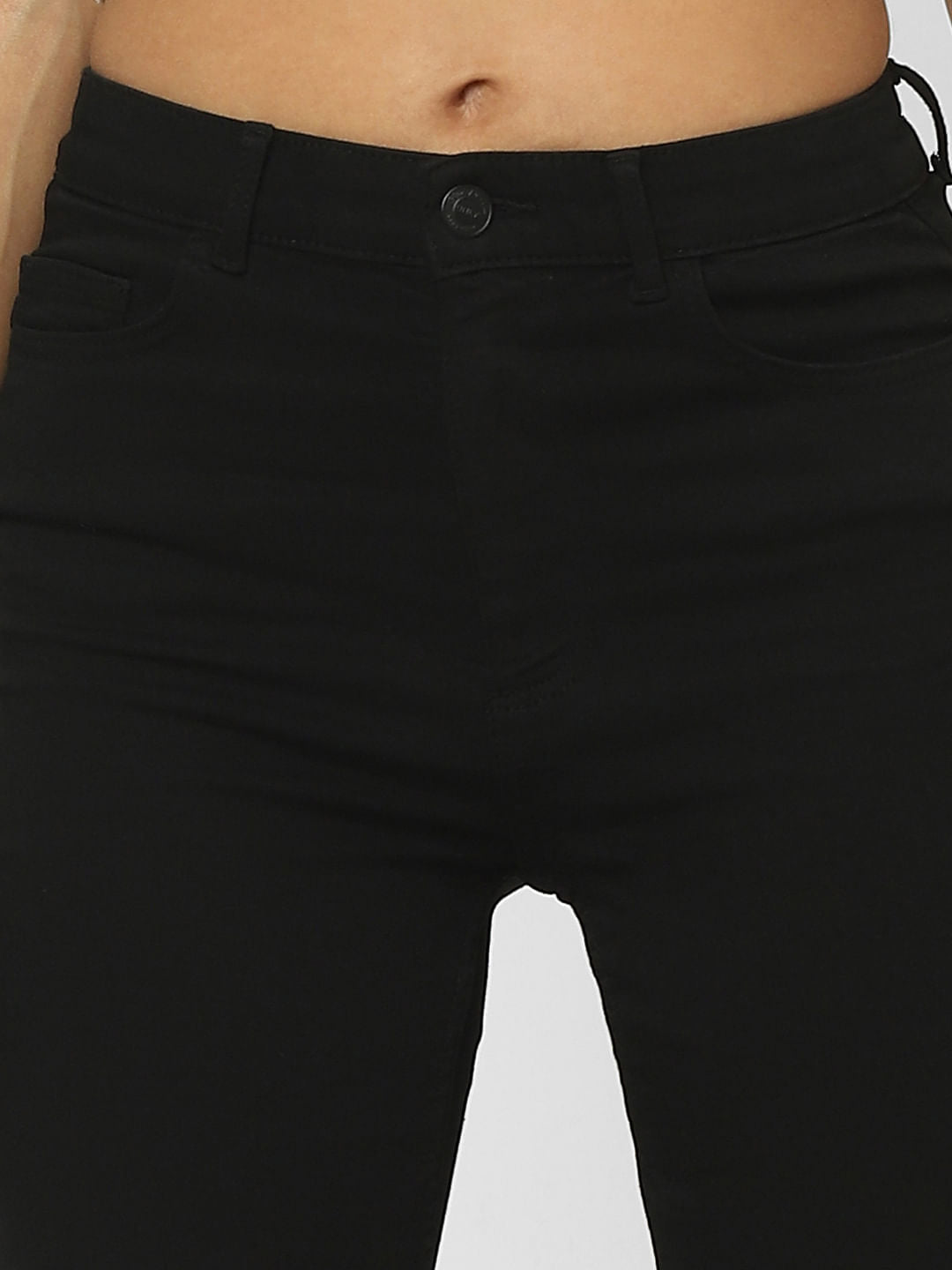 Black High Rise Flared Jeans