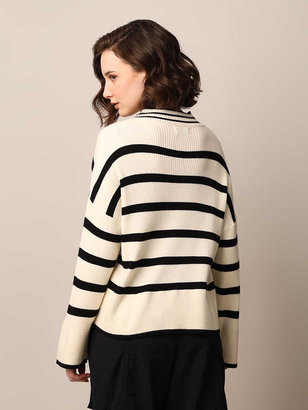 Cream High Neck Oversized Pullover