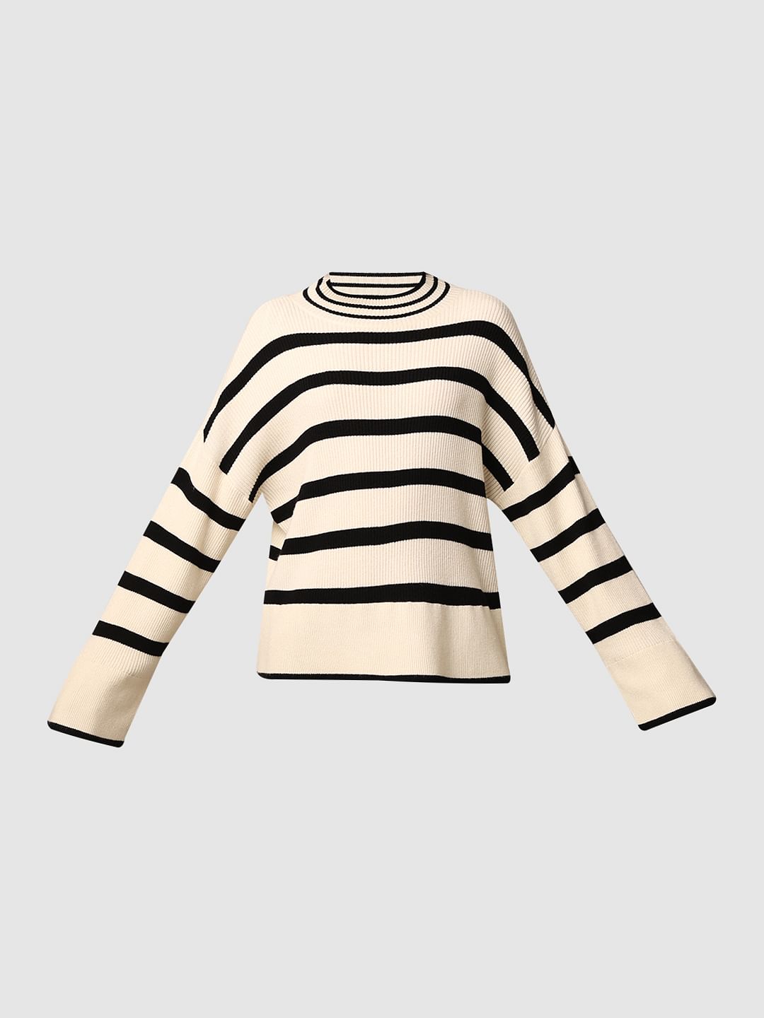 Cream High Neck Oversized Pullover