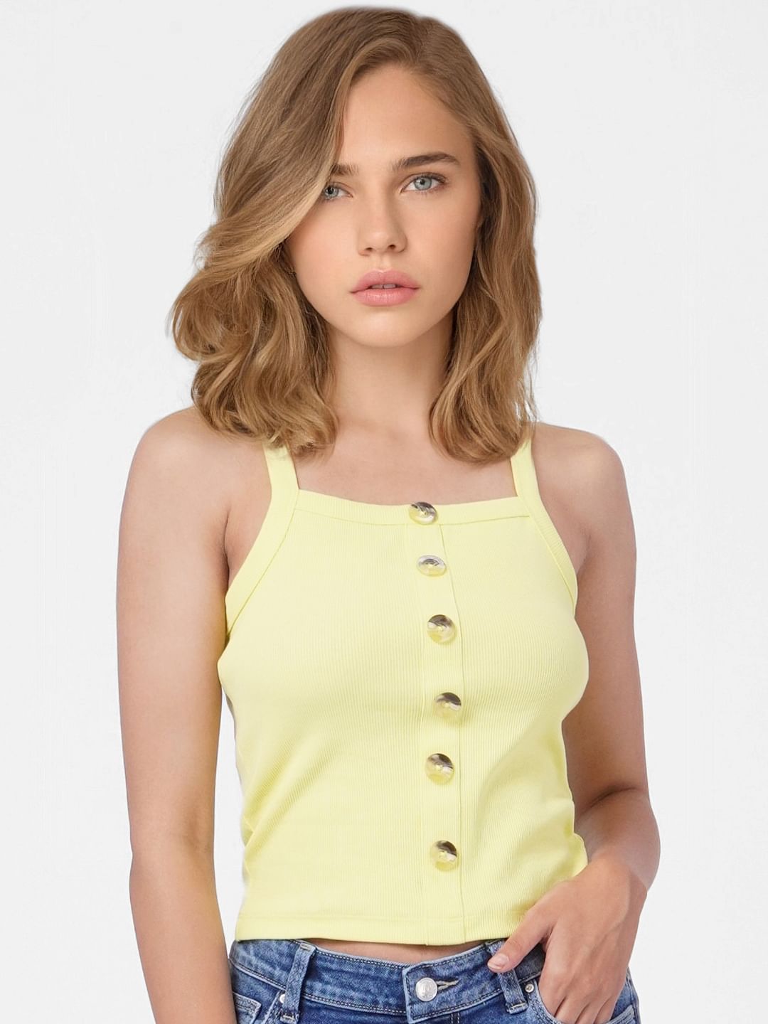 Green Ribbed Tank Top