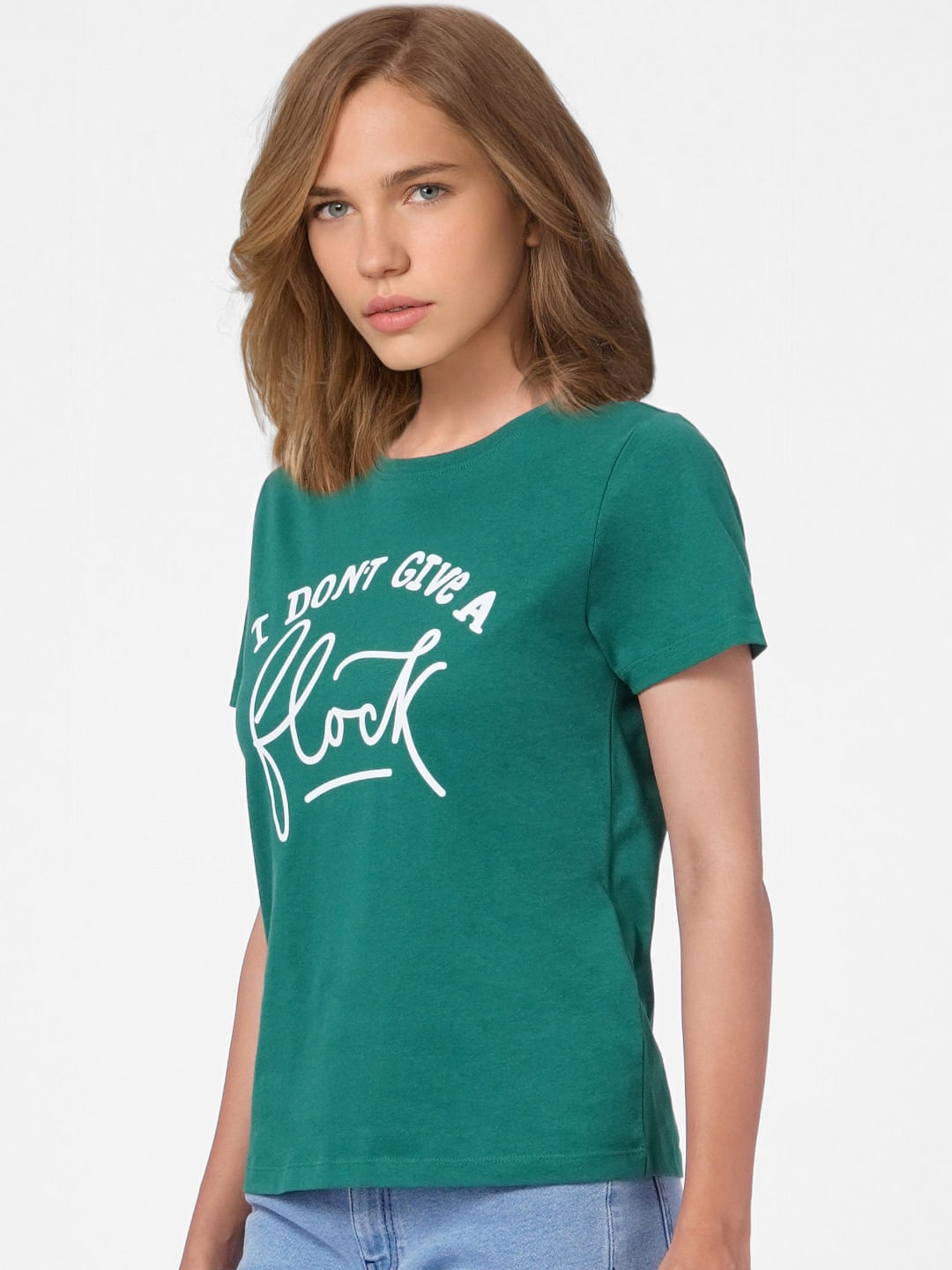 Green Slogan Print T-Shirt