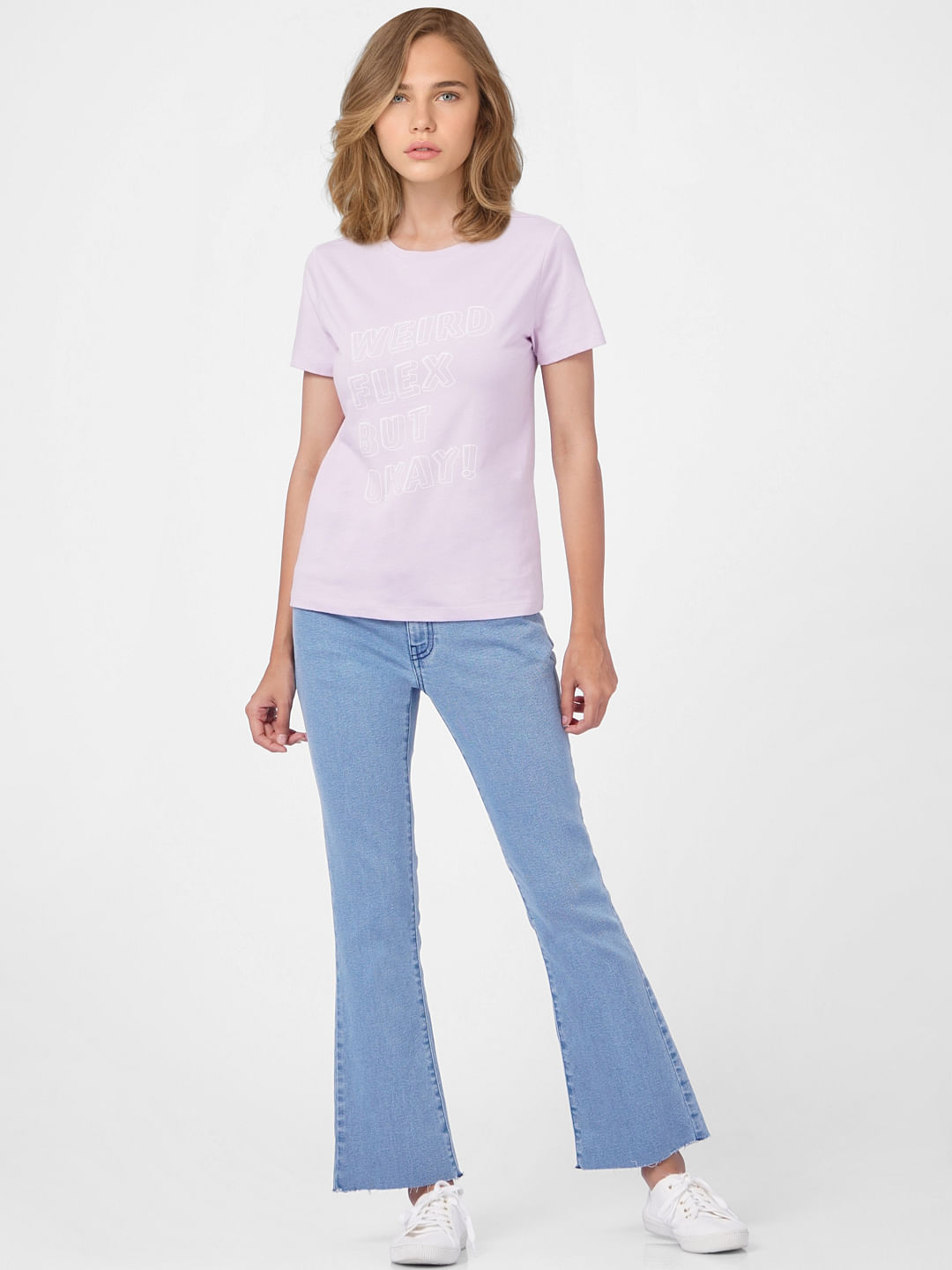 Purple Slogan Print T-Shirt