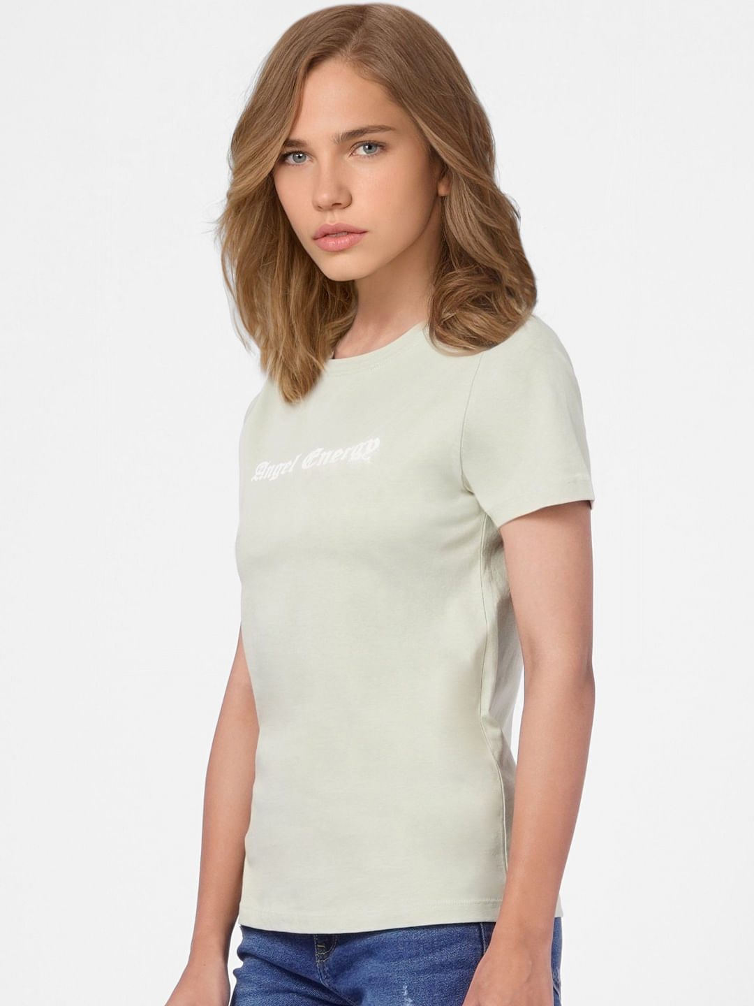 Green Slogan Print T-Shirt