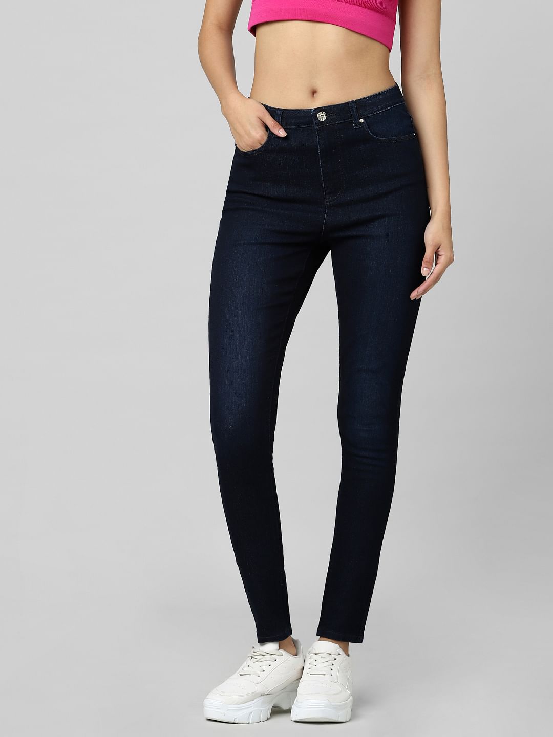 Dark Blue High Rise Skinny Jeans