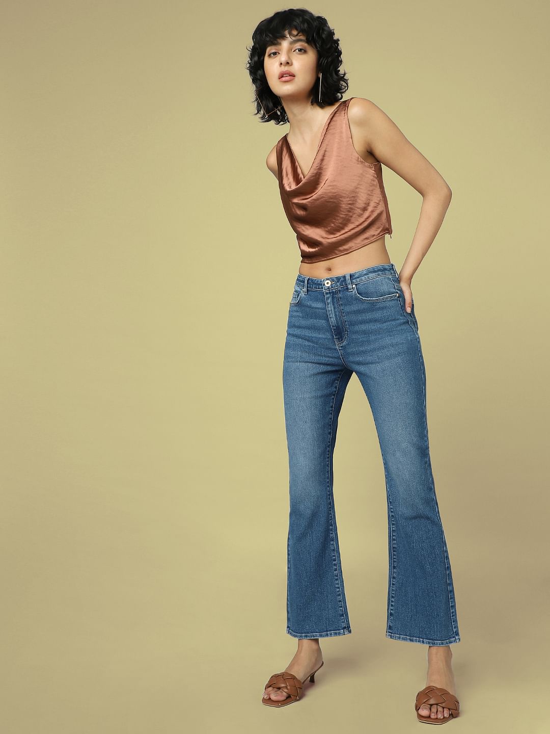 Blue High Rise Flared Jeans