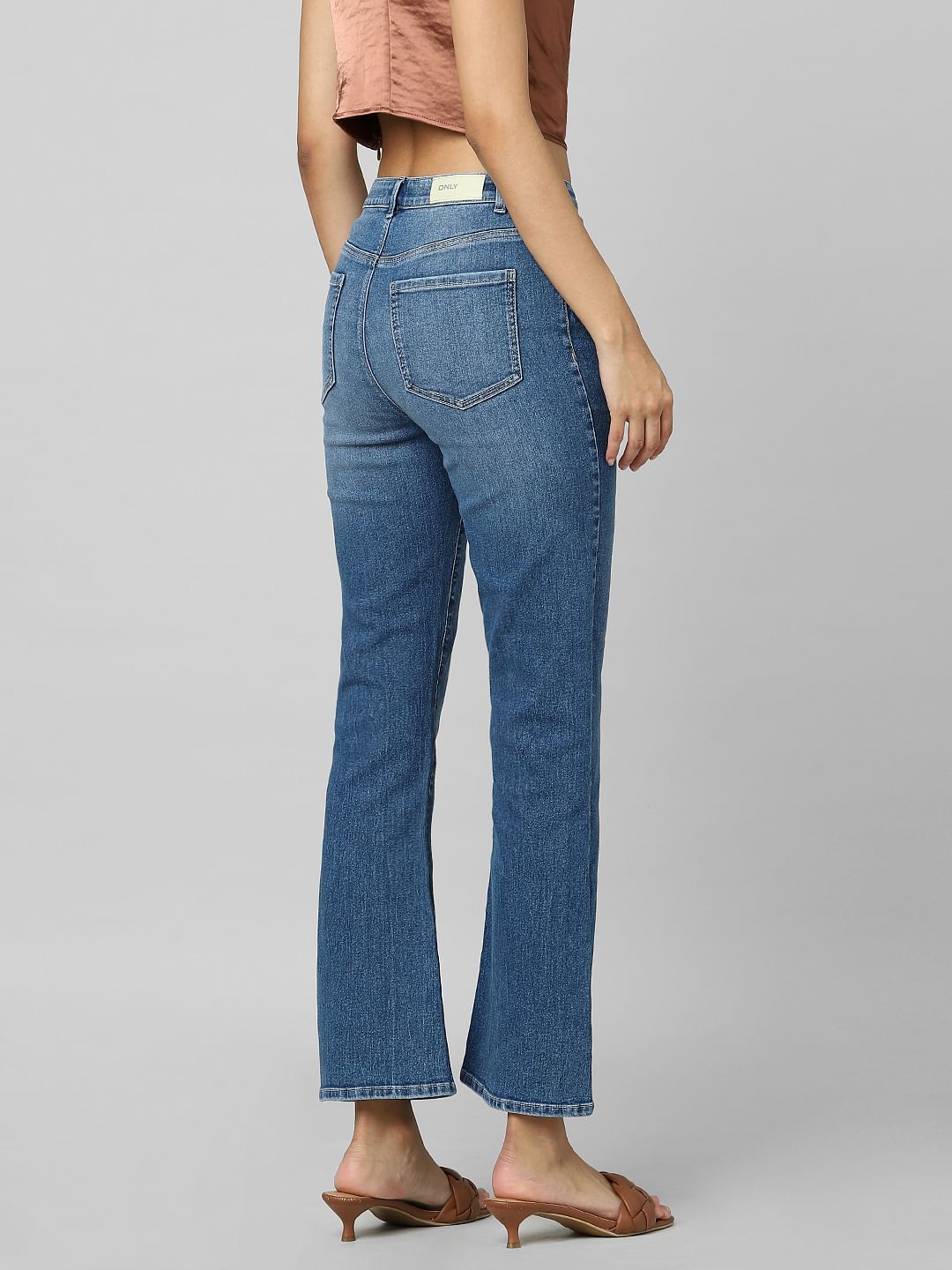 Blue High Rise Flared Jeans