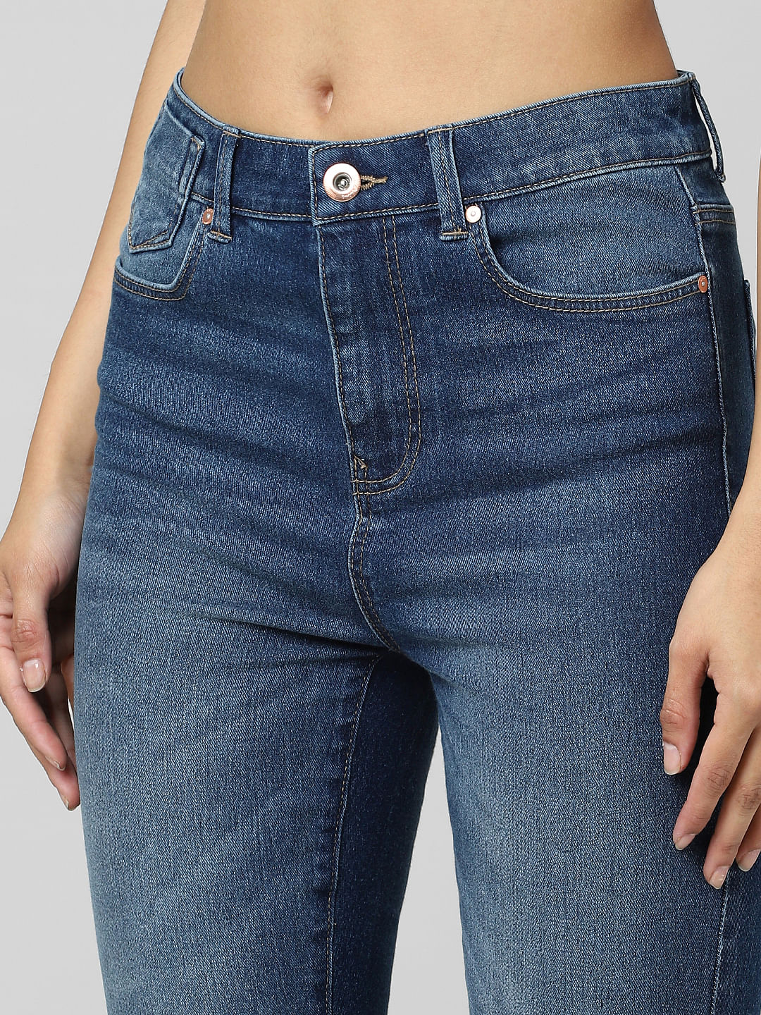 Blue High Rise Washed Skinny Jeans