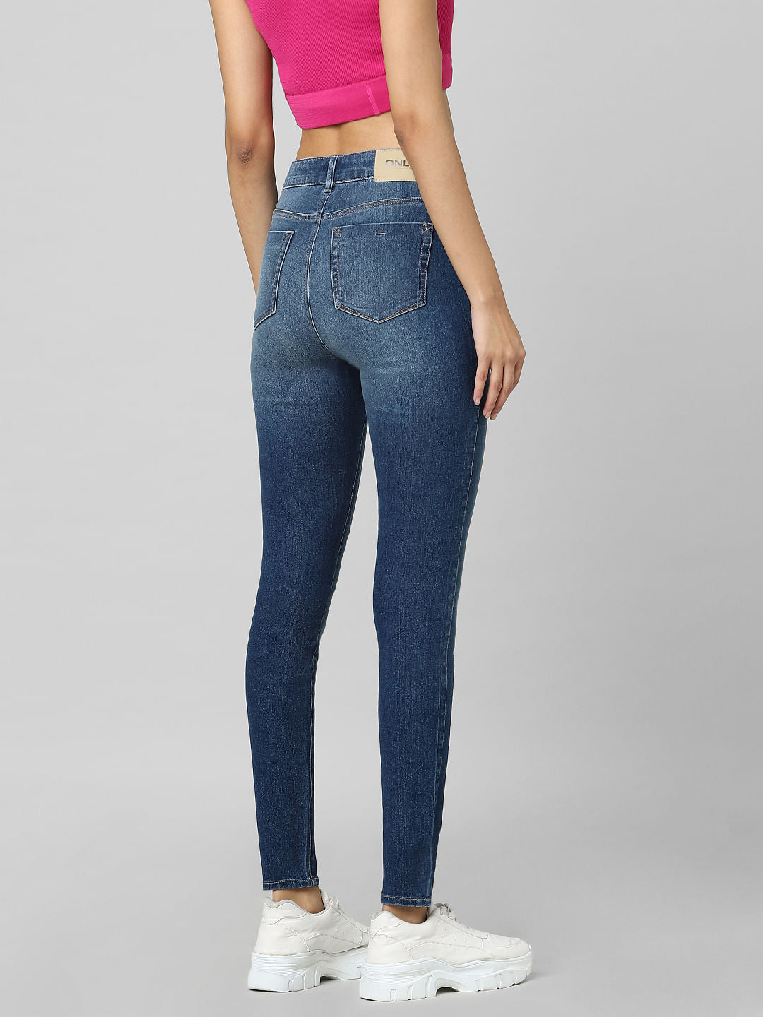 Blue High Rise Washed Skinny Jeans