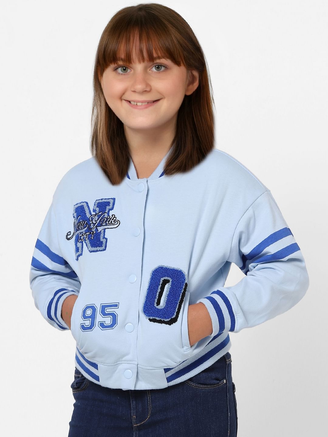 Blue Varsity Bomber Jacket