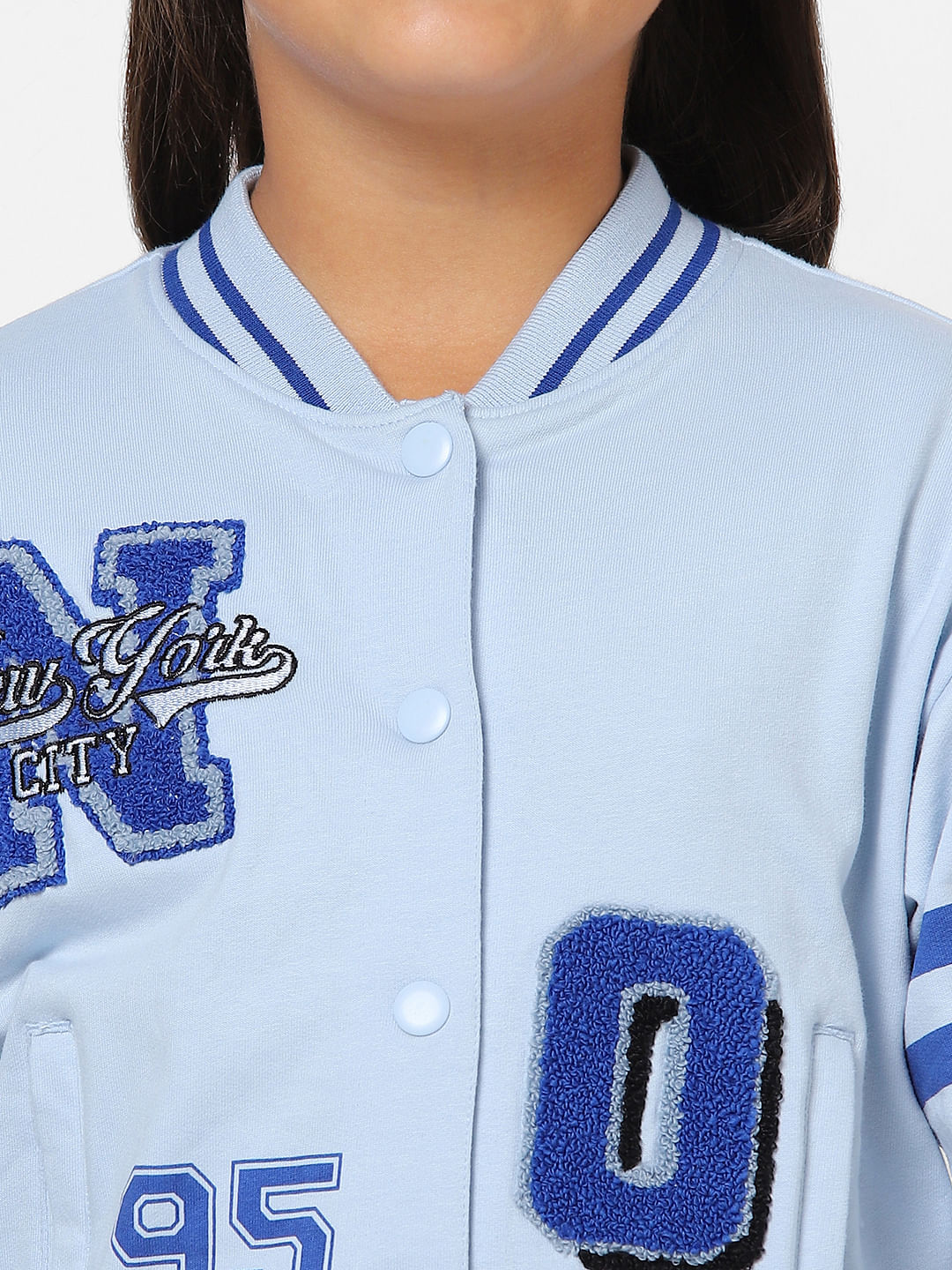 Blue Varsity Bomber Jacket