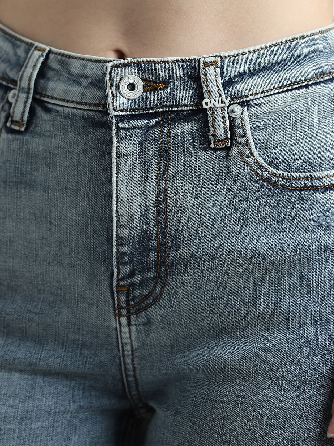 Blue High Rise Washed Skinny Jeans