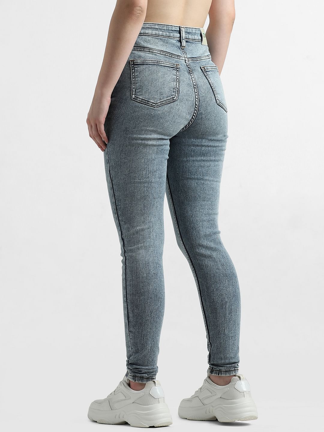 Blue High Rise Washed Skinny Jeans