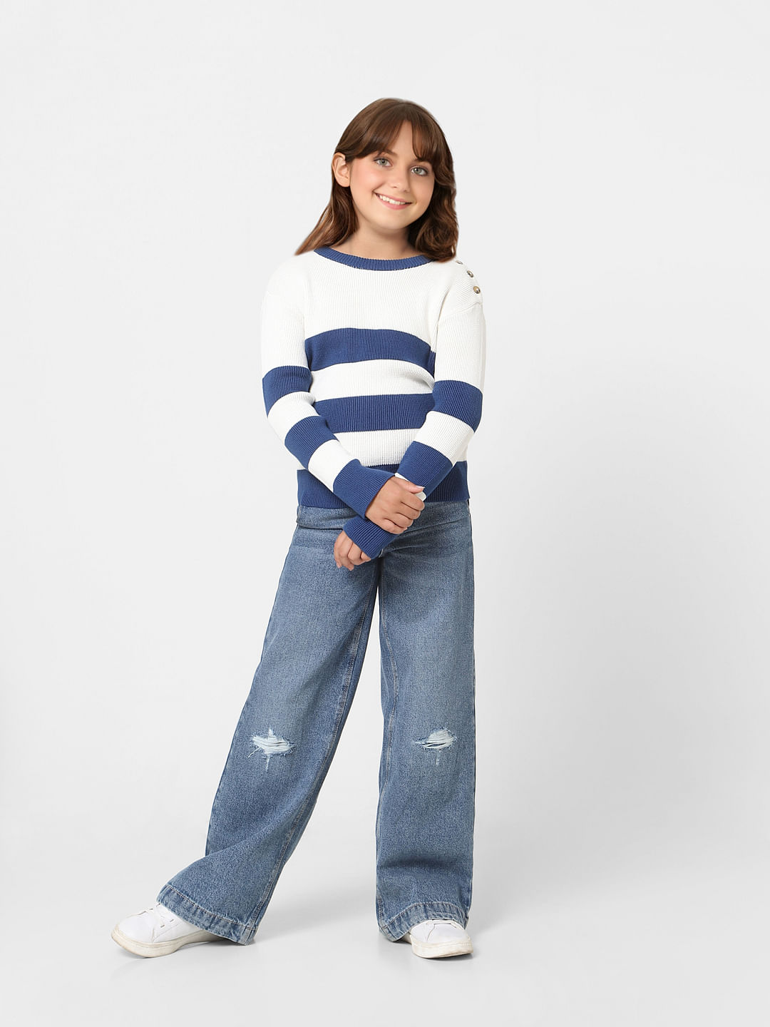 White Colourblocked Pullover