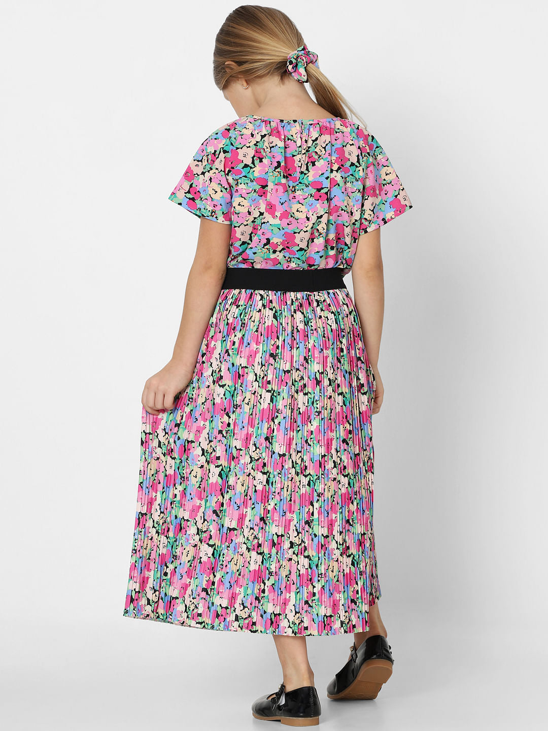 Pink Floral Pleated Co-Ord Skirt
