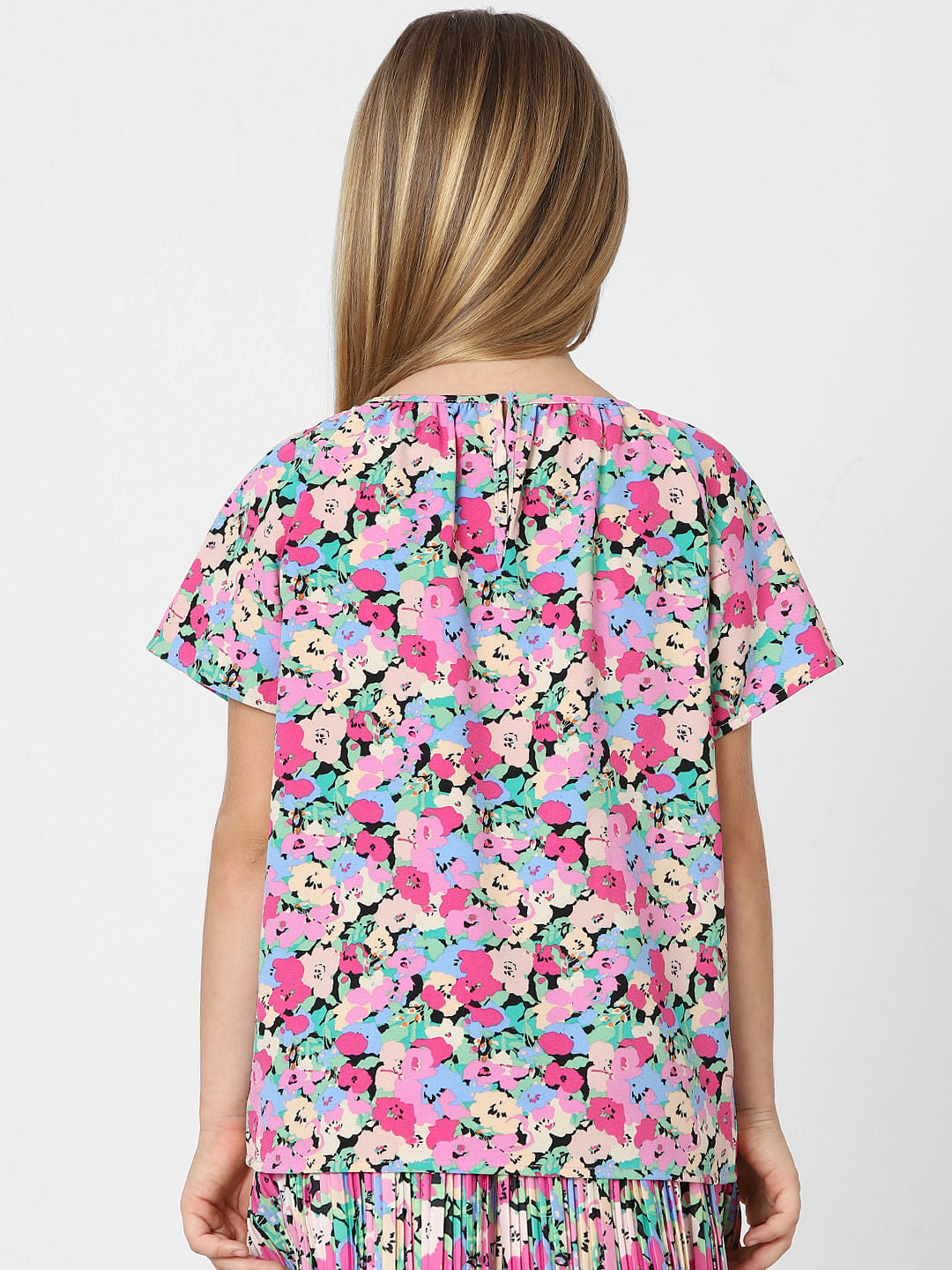 Girls Pink Floral Co-Ord Top