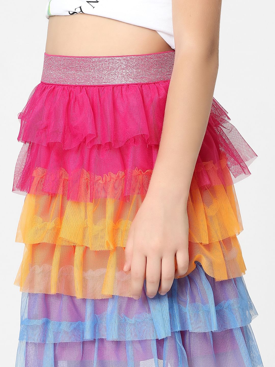 Pink Layered Tulle Short Skirt