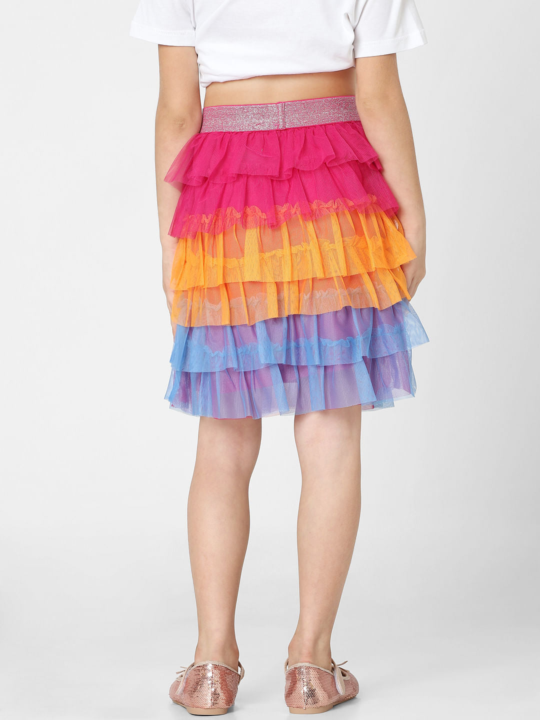 Pink Layered Tulle Short Skirt