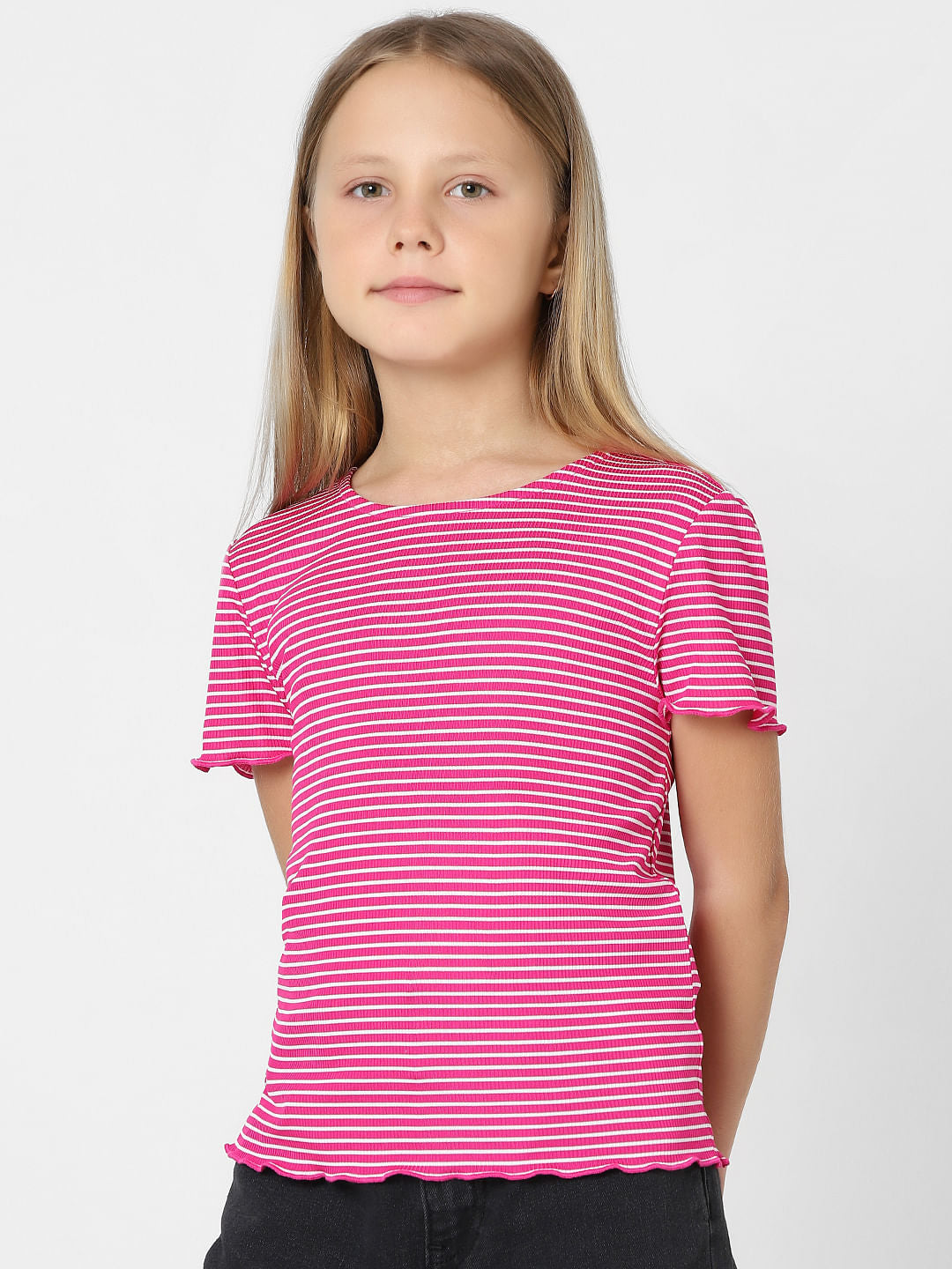 Girls Pink Striped Top