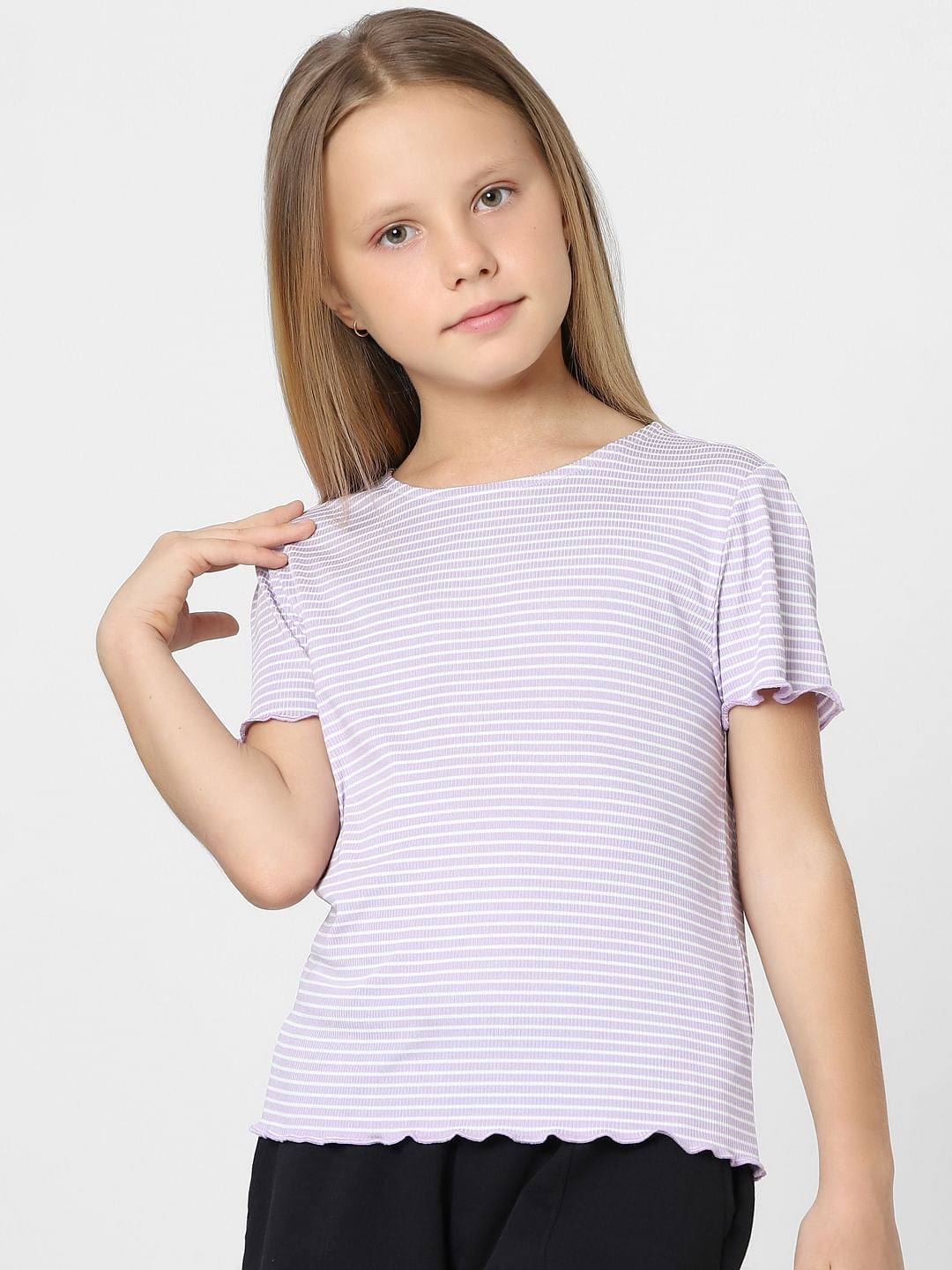Girls Purple Striped Top
