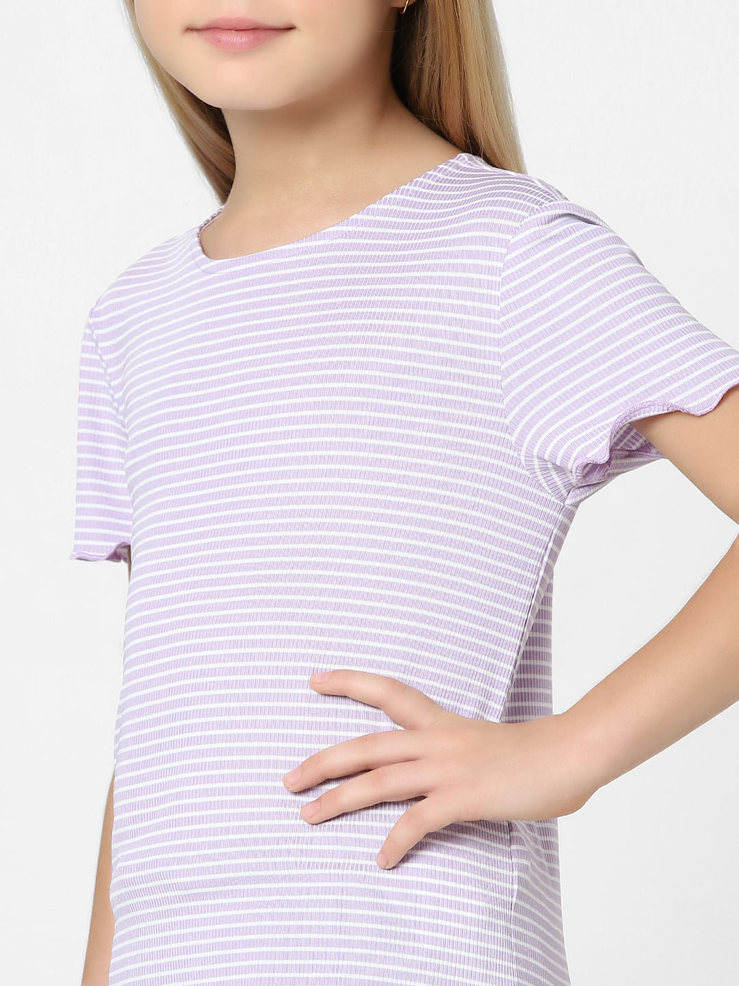 Girls Purple Striped Top