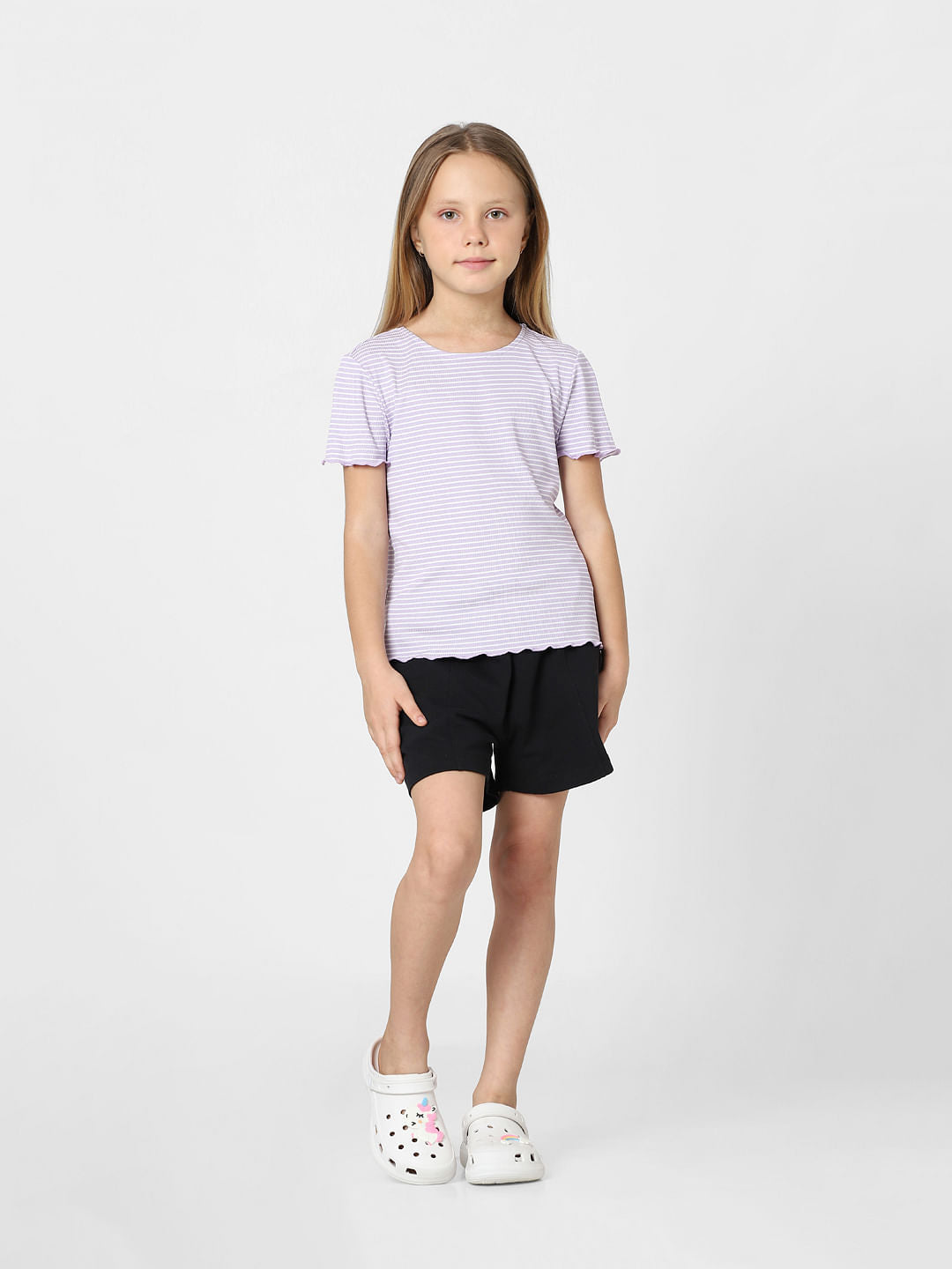 Girls Purple Striped Top