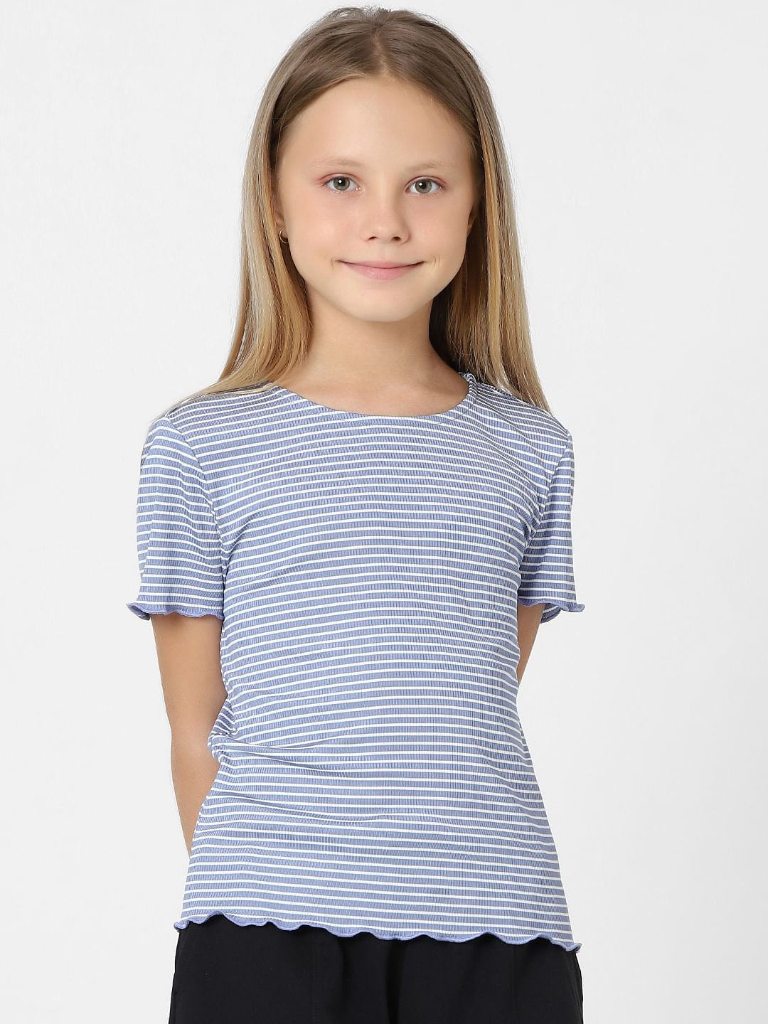 Girls Blue Striped Top