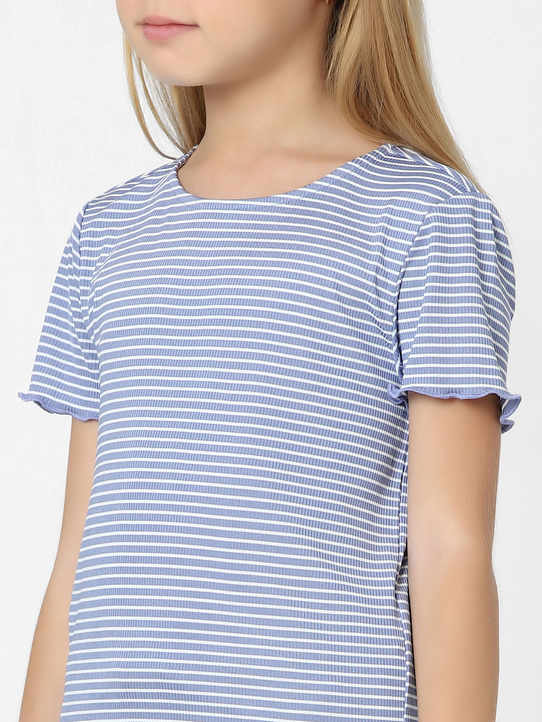 Girls Blue Striped Top