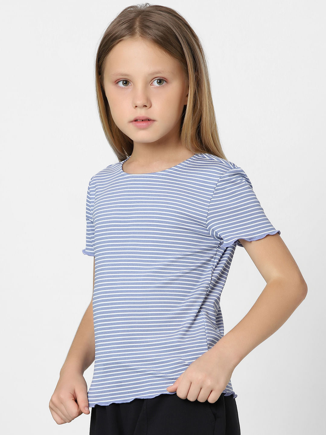 Girls Blue Striped Top