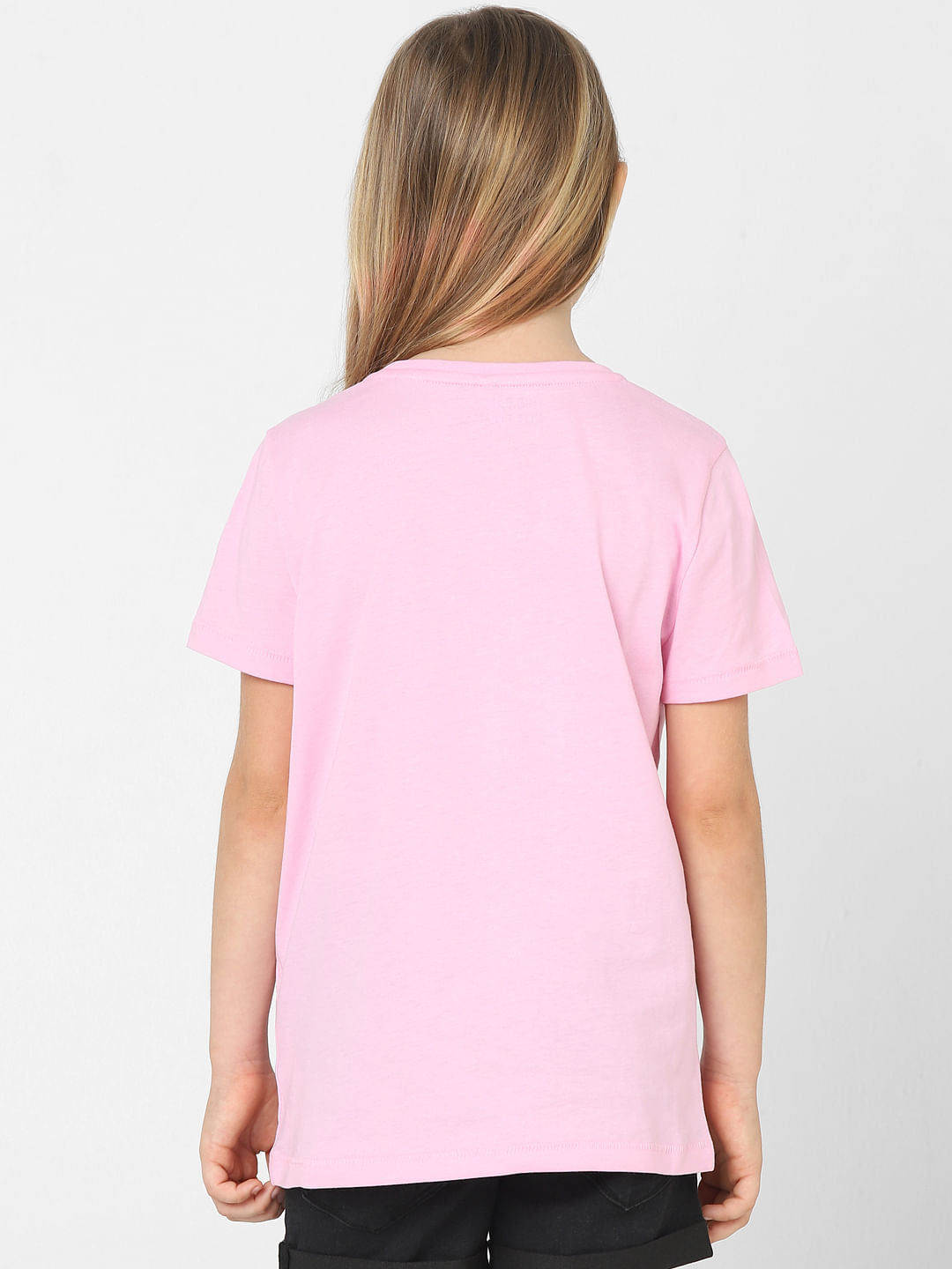 Girls Pink Floral Print T-Shirt