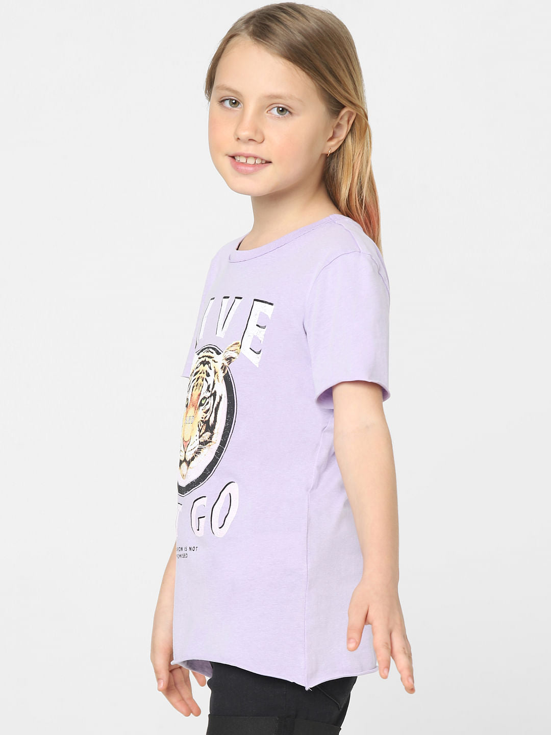 Girls Purple Graphic Print T-Shirt