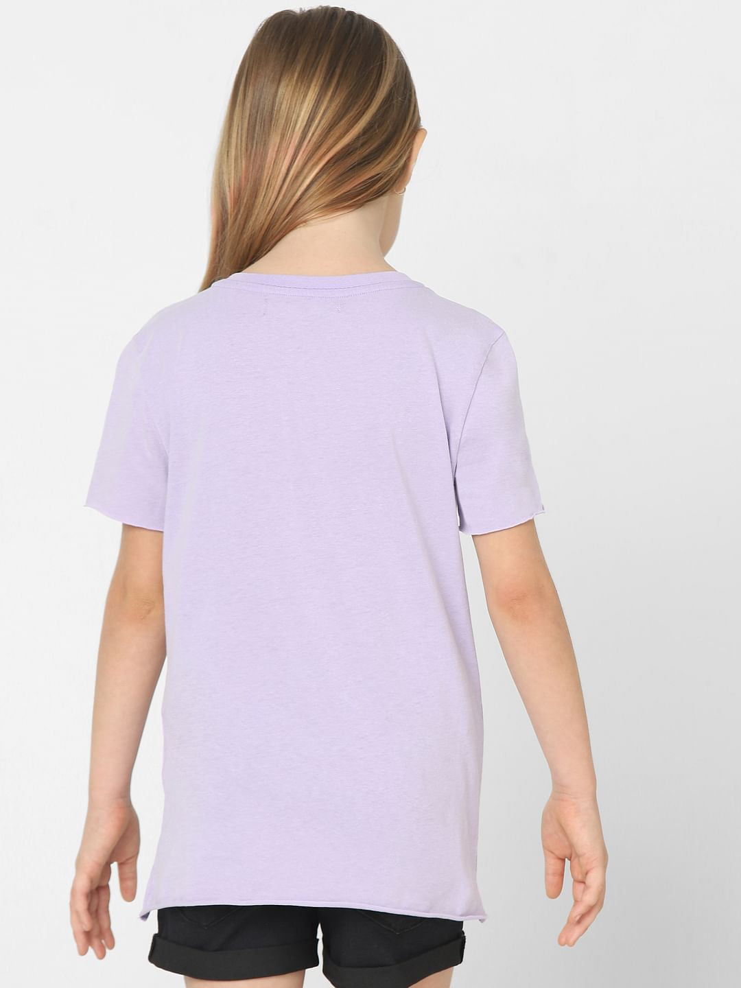 Girls Purple Graphic Print T-Shirt