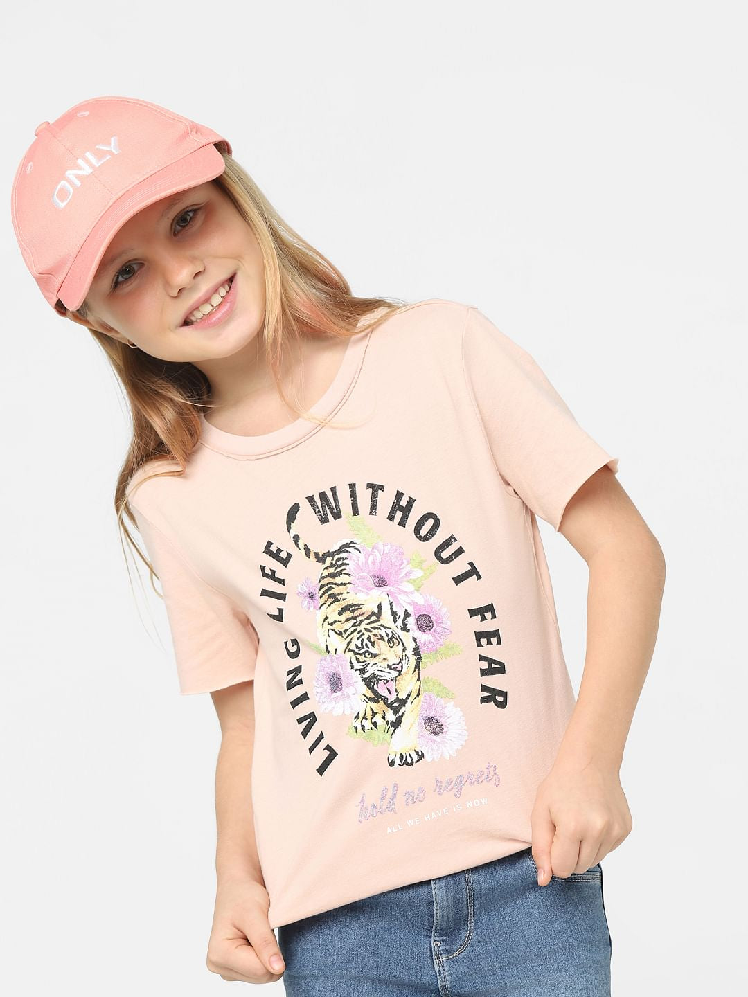 Girls Pink Graphic Print T-Shirt