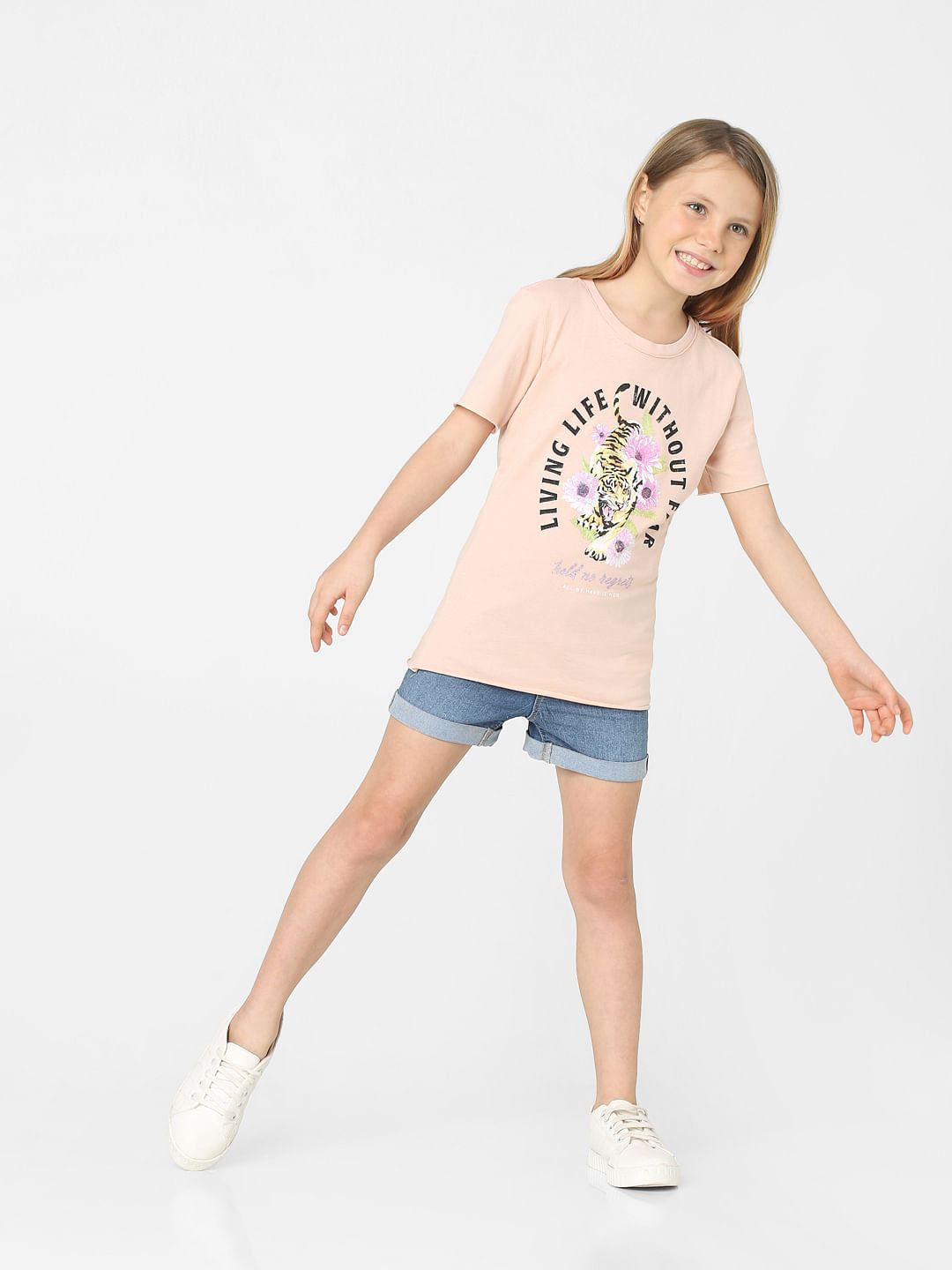 Girls Pink Graphic Print T-Shirt