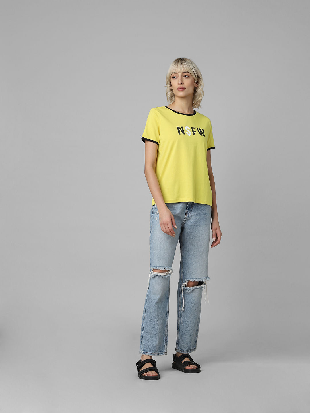 Yellow Nsfw Print T-Shirt