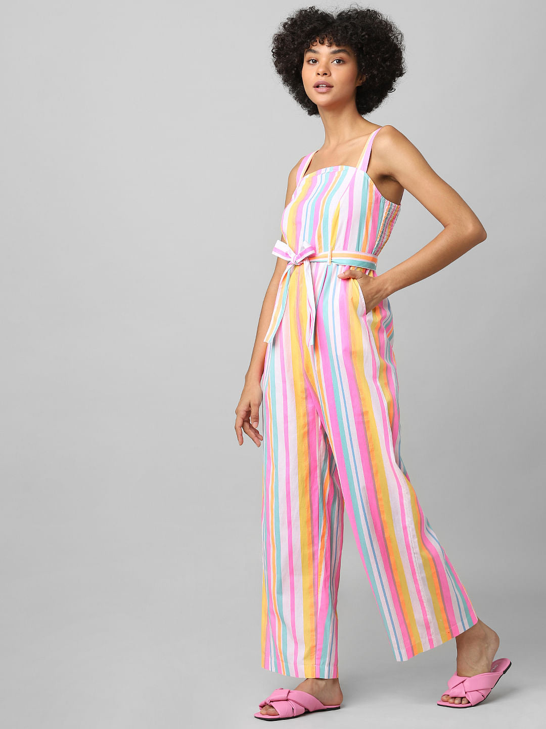 Multi-Colour Striped Jumpsuit