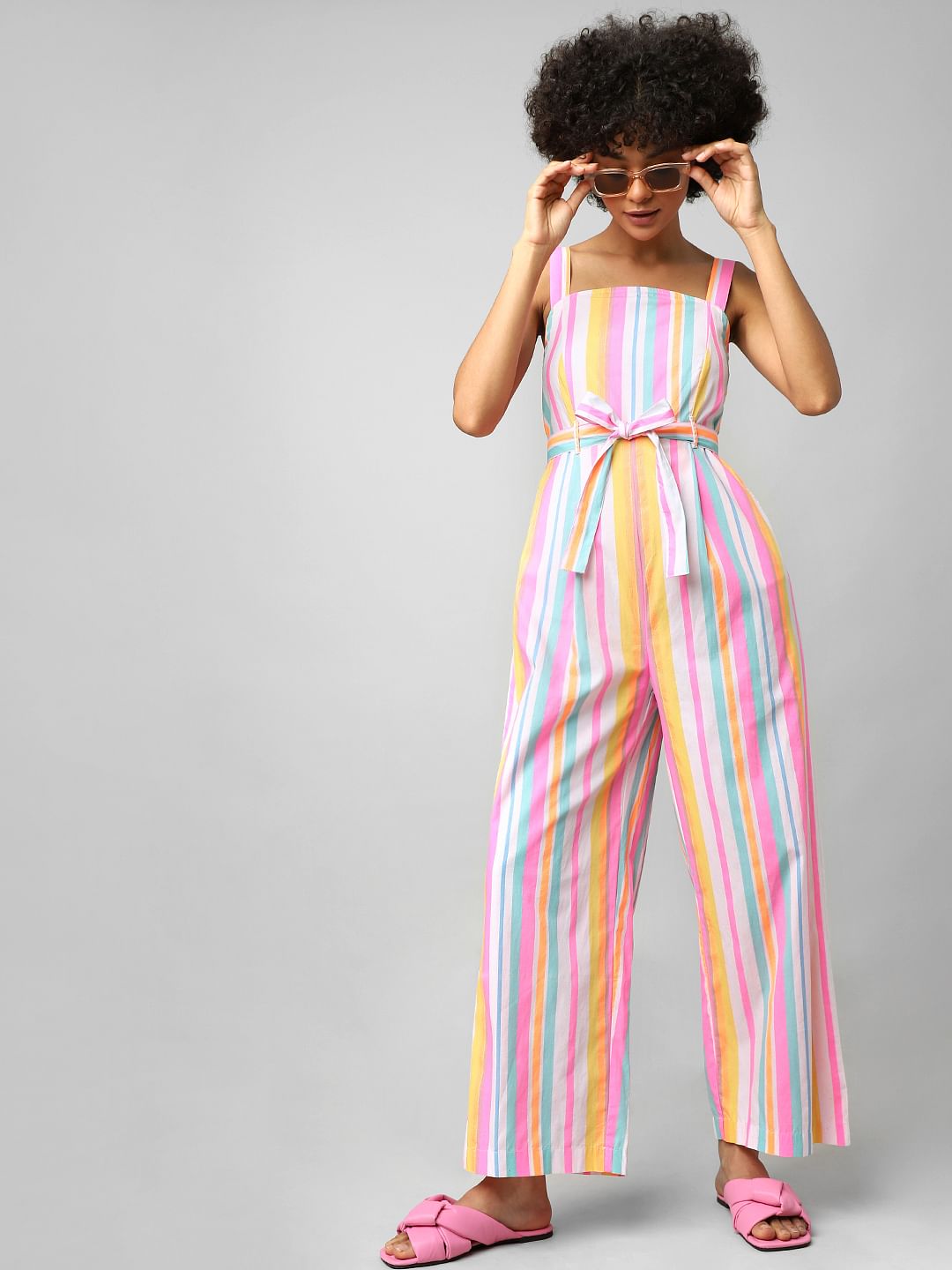 Multi-Colour Striped Jumpsuit
