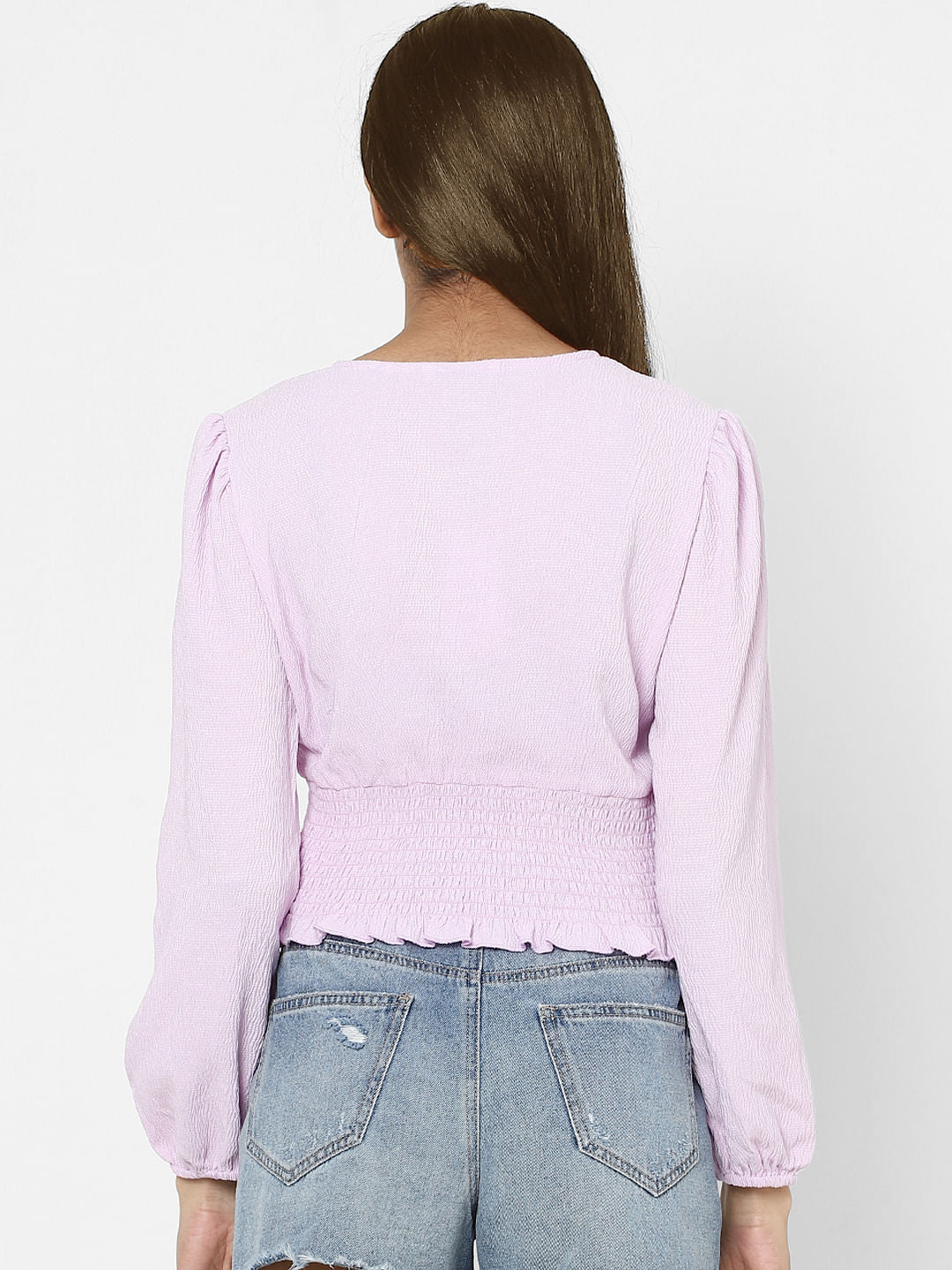 Lilac Purple V Neck Top