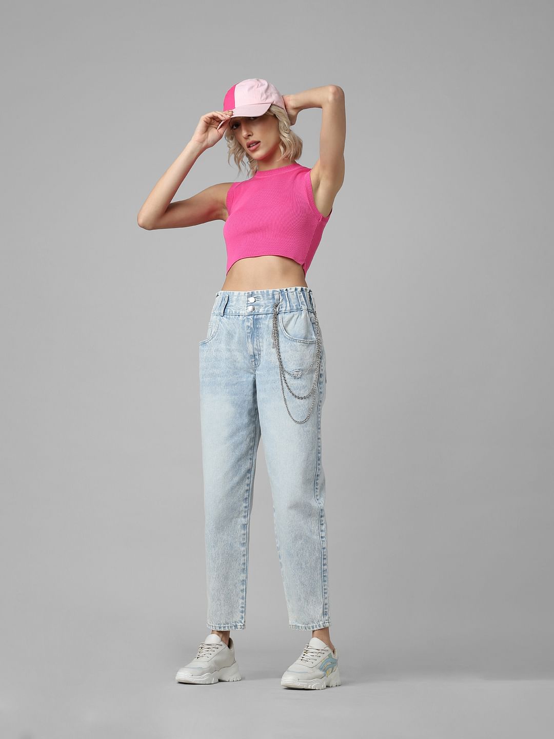 Blue High Rise Carrot Fit Jeans