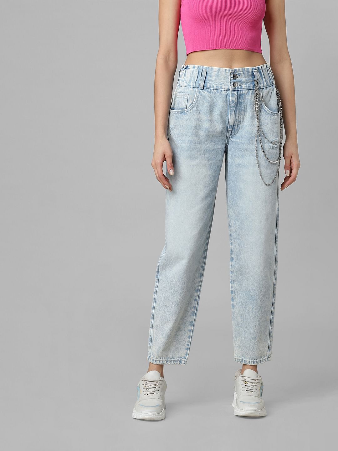 Blue High Rise Carrot Fit Jeans
