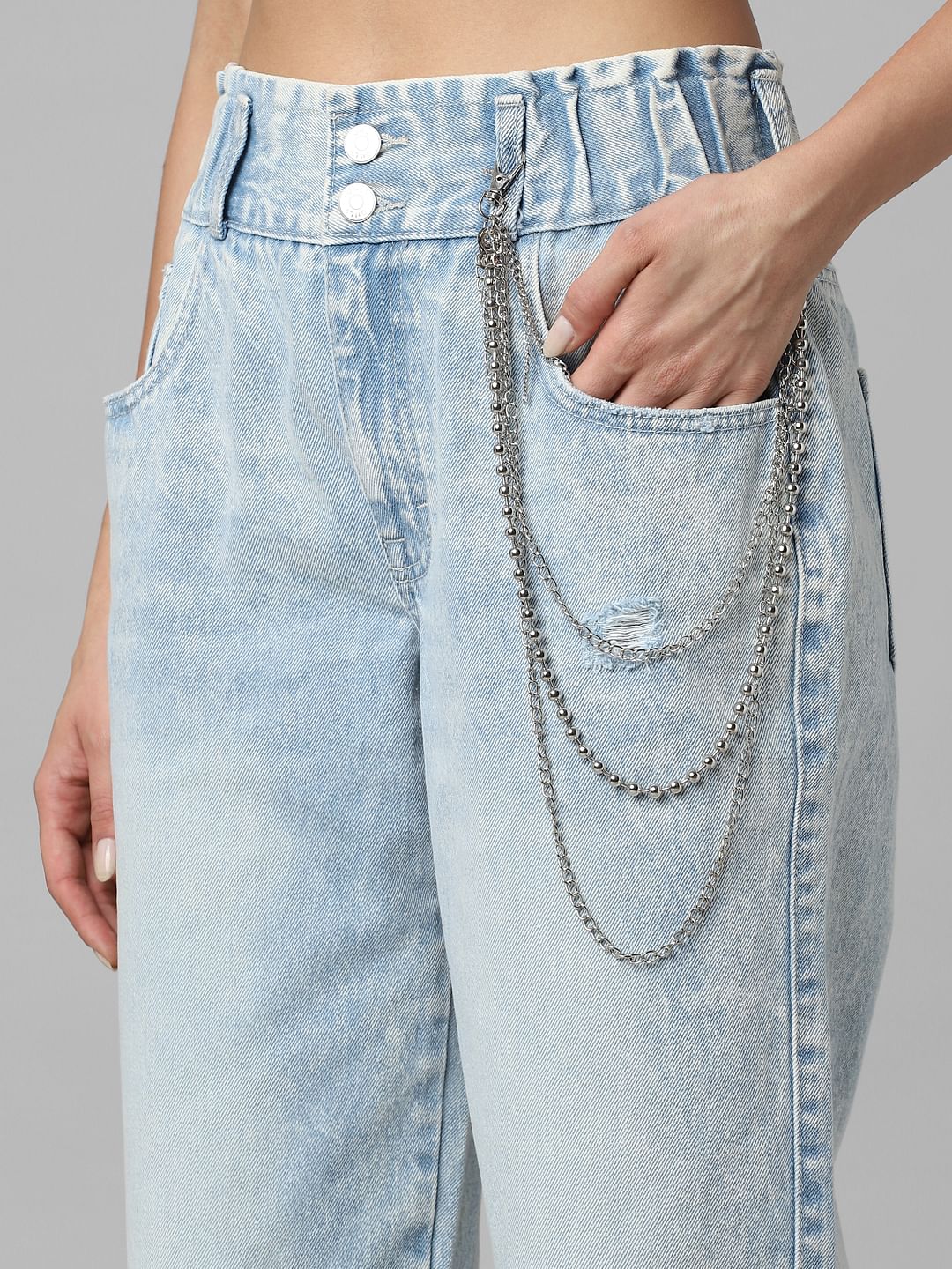 Blue High Rise Carrot Fit Jeans