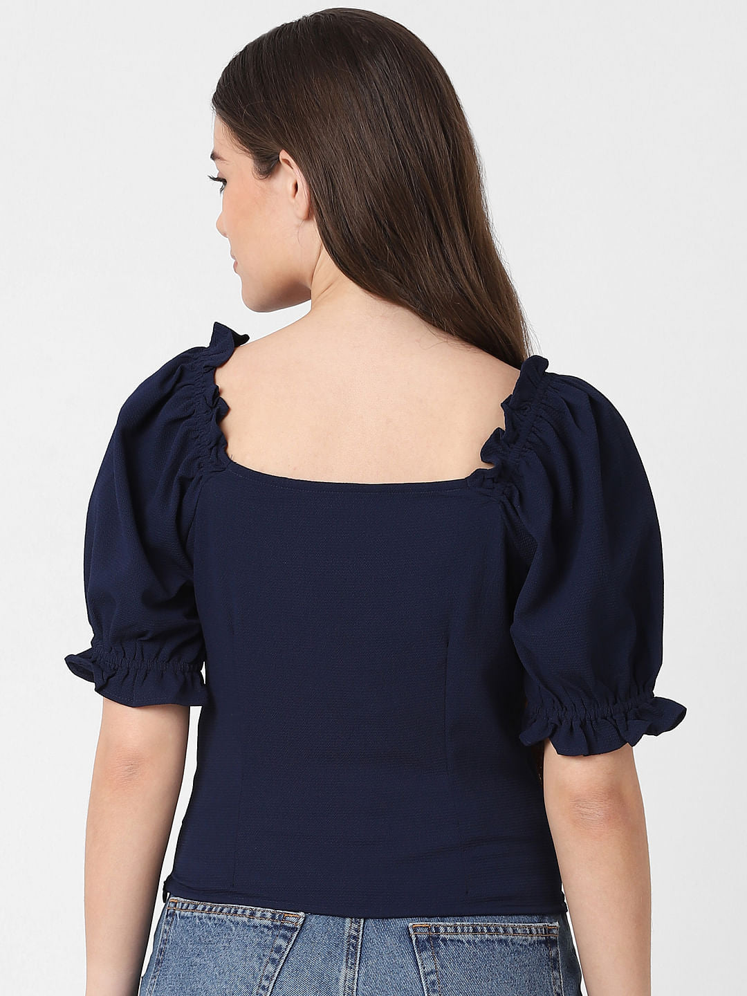 Dark Blue Ruched Top