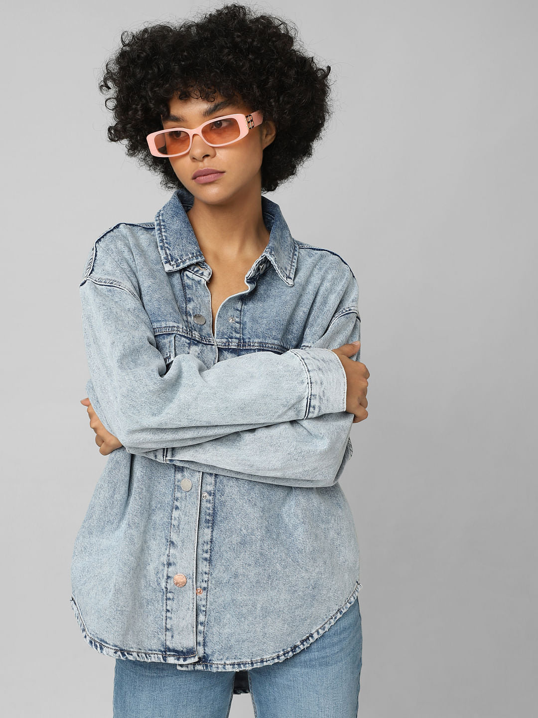 Blue Washed Oversized Denim Shirt