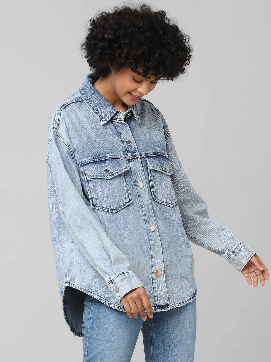 Blue Washed Oversized Denim Shirt