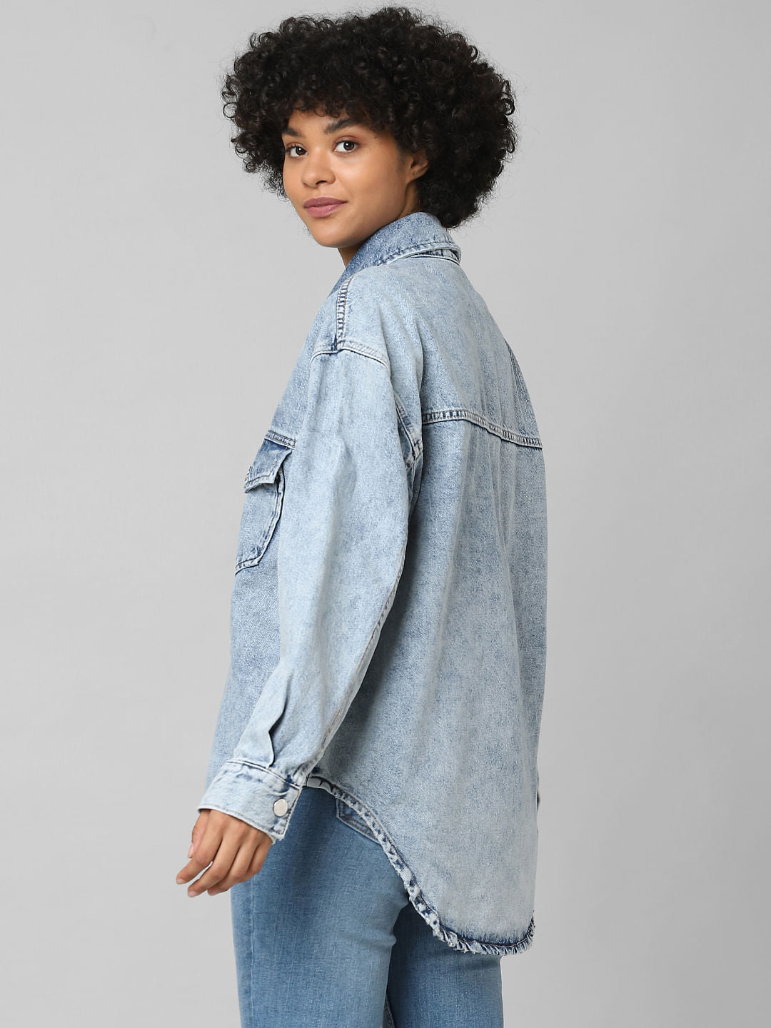 Blue Washed Oversized Denim Shirt