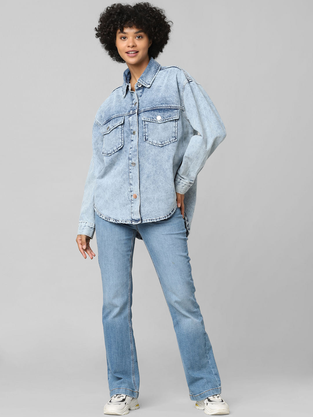 Blue Washed Oversized Denim Shirt