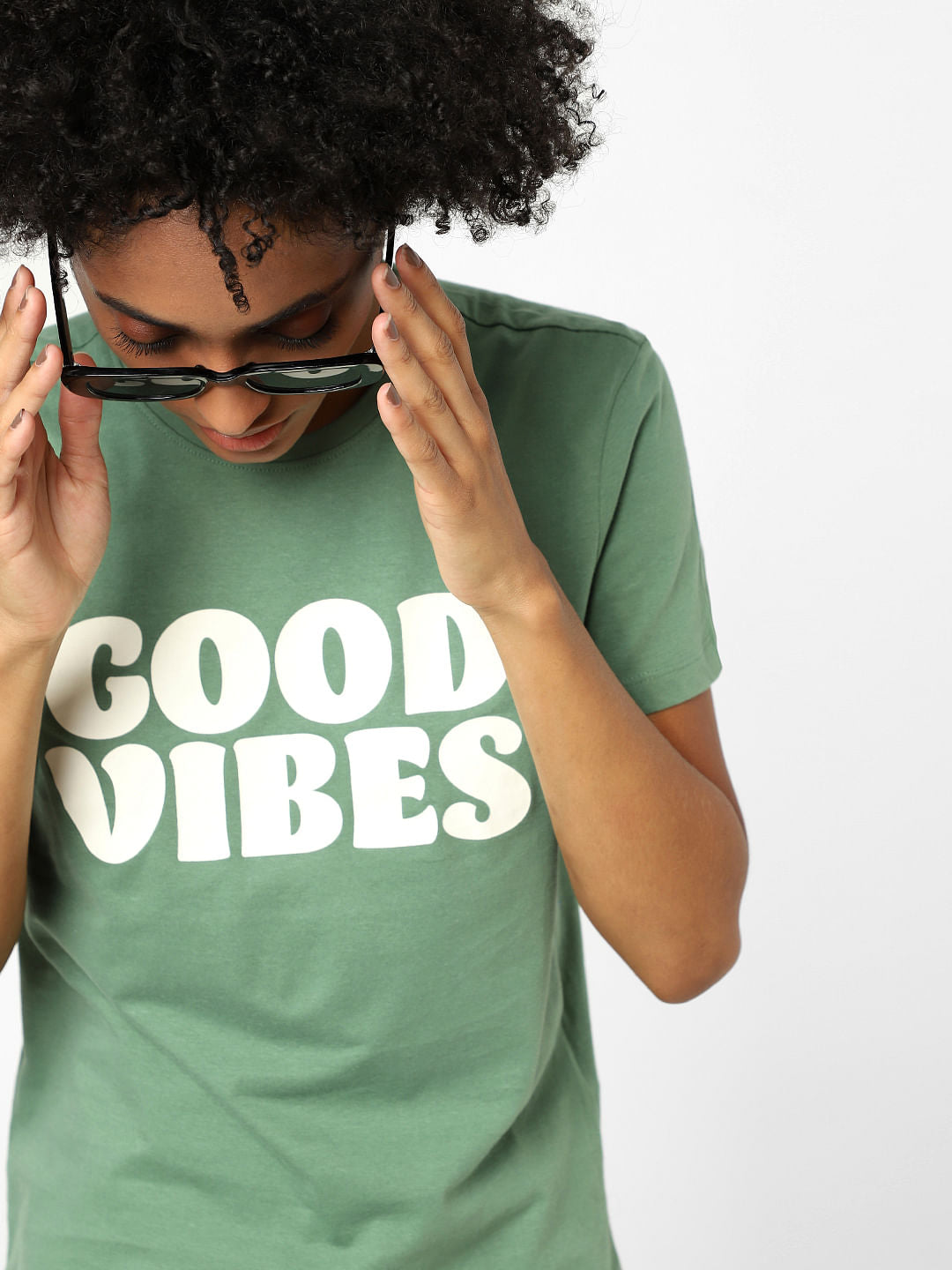 Green Text Print T-Shirt