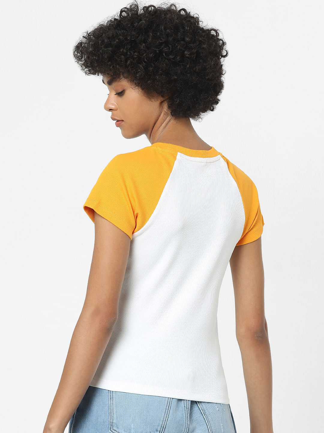 White Colourblocked T-Shirt